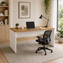 Ver imagem 1 de Escrivaninha Pés Painel 1,80 m X 0,60 m Escritório e Home Office 100% MDF F5 Office Cor:Freijó