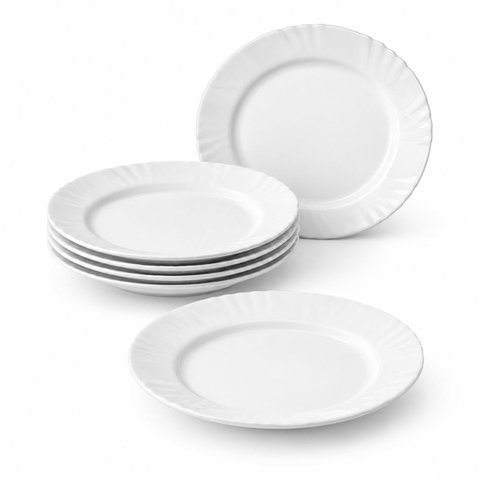 Kit 6 Pratos Rasos Duralex Branco Design Clássico