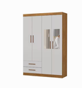 Ver imagem 1 de Guarda Roupa Solteiro com Espelho 4 Portas 2 Gavetas 118cm Hercúles Cinamomo/Off White - Carioca Móveis
