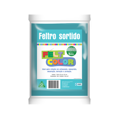 Feltro Feltcolor Liso Azul Turquesa - 70cm X 50cm