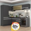Ver imagem 1 de Cozinha Completa de Canto Veneza Mp2086 Multimóveis Preto/branco + Brinde Jogo de Panelas Tramontina