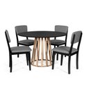 Ver imagem 1 de Mesa de Jantar Redonda Gabi Pret/jade com 4 Cadeiras Estofadas Ella Preto/cinza Escuro
