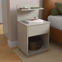 Ver imagem 1 de Mesa de Cabeceira 40x74cm com 1 Gaveta e Prateleira Mavie Patrimar Off White