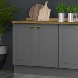 Balcão para Cozinha 2 Portas 80cm com Tampo Emily Espresso Móveis - 1