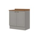 Ver imagem 2 de Balcão para Cozinha 2 Portas 80cm com Tampo Emily Espresso Móveis Cinza/Nature
