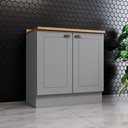 Ver imagem 1 de Balcão para Cozinha 2 Portas 80cm com Tampo Emily Espresso Móveis Cinza/Nature
