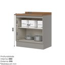 Ver imagem 3 de Balcão para Cozinha 2 Portas 80cm com Tampo Emily Espresso Móveis Cinza/Nature