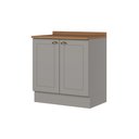 Ver imagem 2 de Balcão para Cozinha 2 Portas 80cm com Tampo Emily Espresso Móveis Cinza/Nature