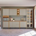 Ver imagem 1 de Cozinha Completa Modulada 6 Peças com Torre Simples e Cristaleira Allure Marrom/Jequitibá/Gris Fosco