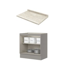 Balcão para Cozinha 2 Portas 80cm X 84,5cm com Tampo Emily Espresso Móveis - 4
