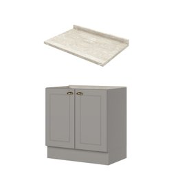 Balcão para Cozinha 2 Portas 80cm X 84,5cm com Tampo Emily Espresso Móveis - 1