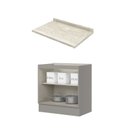 Ver imagem 4 de Balcão para Cozinha 2 Portas 80cm x 84,5cm com Tampo Emily Espresso Móveis Cinza/Calcare