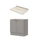 Ver imagem 2 de Balcão para Cozinha 2 Portas 80cm x 84,5cm com Tampo Emily Espresso Móveis Cinza/Calcare