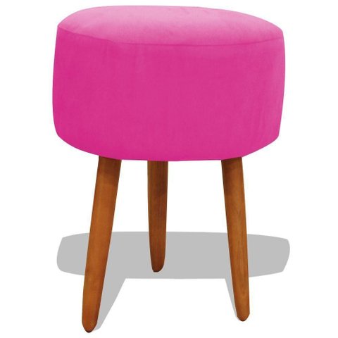 Puff Banqueta Decorativo Redondo para Sala Pé Palito 50 Cm Altura Rosa Pink do Lar Móveis