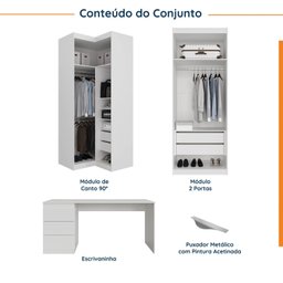 Guarda Roupa Modulado 4 Portas 3 Peças com Escrivaninha Hera CabeCasa MadeiraMadeira - 3