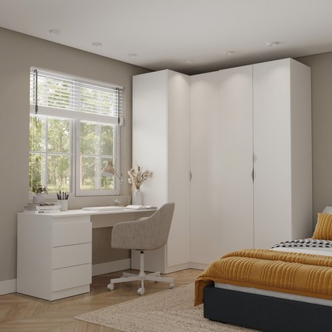 Guarda Roupa Modulado 4 Portas 3 Peças com Escrivaninha Hera CabeCasa MadeiraOriginals