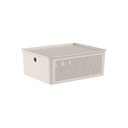 Ver imagem 1 de Cesto Flow com Tampa 34x27x13cm Bege Fechado Martiplast