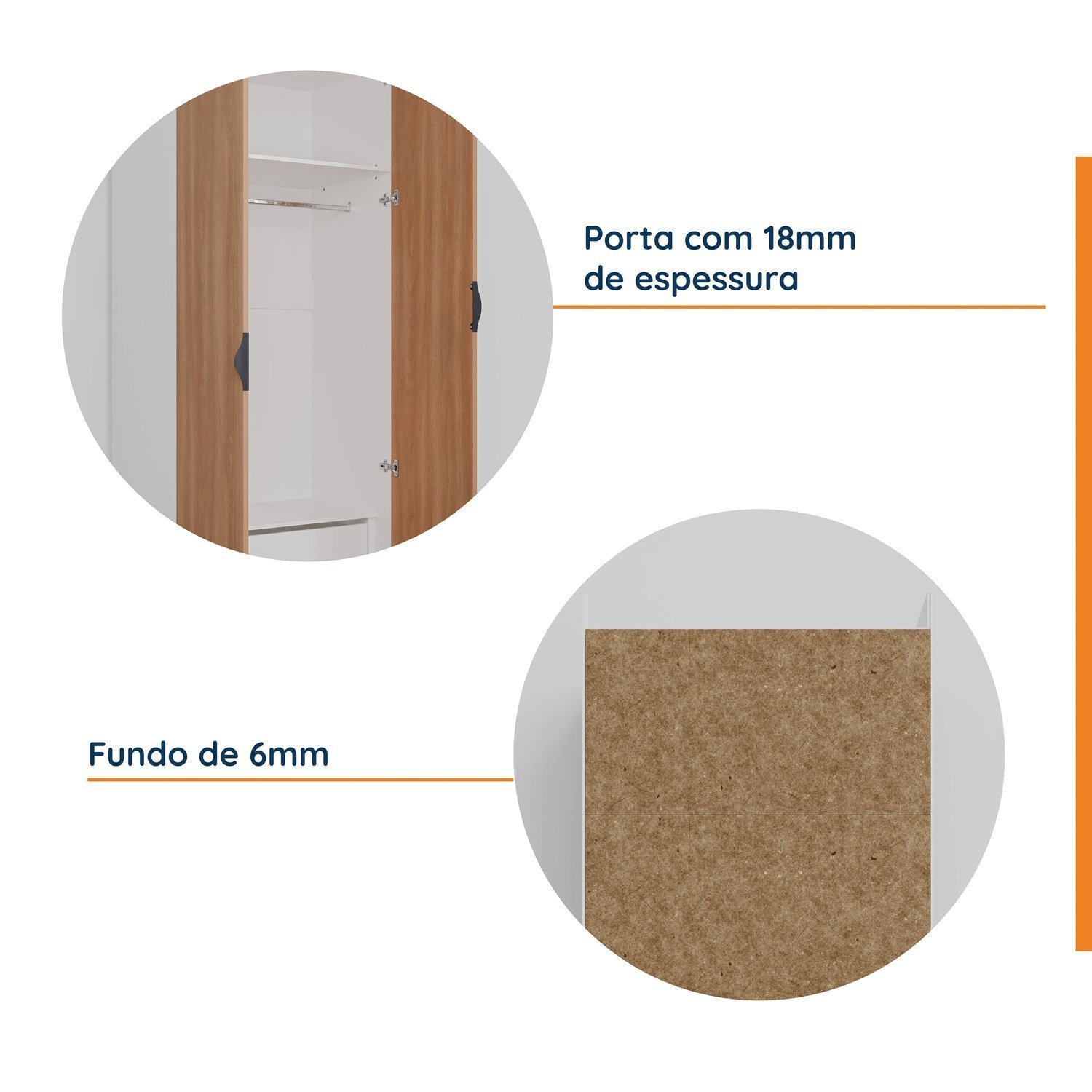 Guarda Roupa Modulado 4 Portas 3 Peças com Escrivaninha Hera CabeCasa MadeiraMadeira - 14