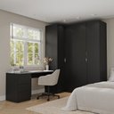 Ver imagem 1 de Guarda Roupa Planejado 4 Portas 3 Peças com Escrivaninha Hera CabeCasa MadeiraOriginals Preto/Cromado