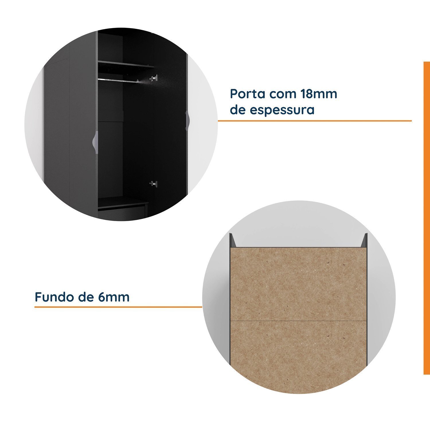 Guarda Roupa Modulado 4 Portas 3 Peças com Escrivaninha Hera CabeCasa MadeiraMadeira - 14