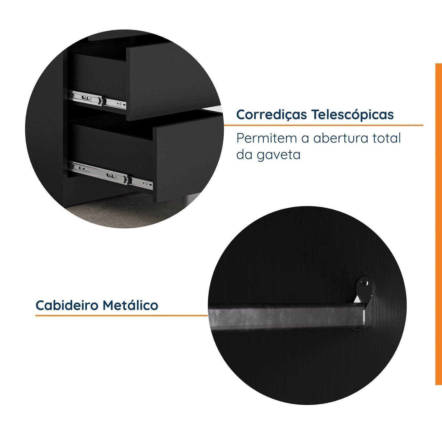 Guarda Roupa Modulado 4 Portas 3 Peças com Escrivaninha Hera CabeCasa MadeiraMadeira - 15