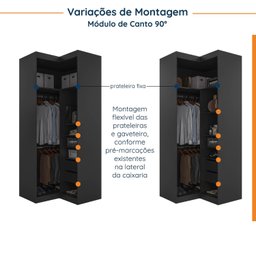 Guarda Roupa Modulado 4 Portas 3 Peças com Escrivaninha Hera CabeCasa MadeiraMadeira - 10
