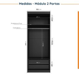 Guarda Roupa Modulado 4 Portas 3 Peças com Escrivaninha Hera CabeCasa MadeiraMadeira - 9