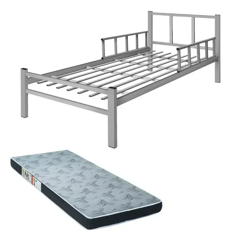 Cama Solteiro Reforçada em Aço com Colchão D20 Cinza - 1