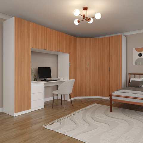 Guarda Roupa Modulado de Canto 9 Portas 5 Peças com Escrivaninha Hera CabeCasa MadeiraOriginals