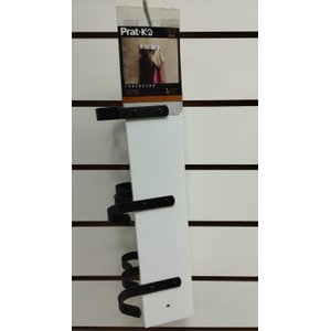 Cabideiro Cabde Madeira Simples Branco com 3 Ganchos Preto de Metal Pequenos