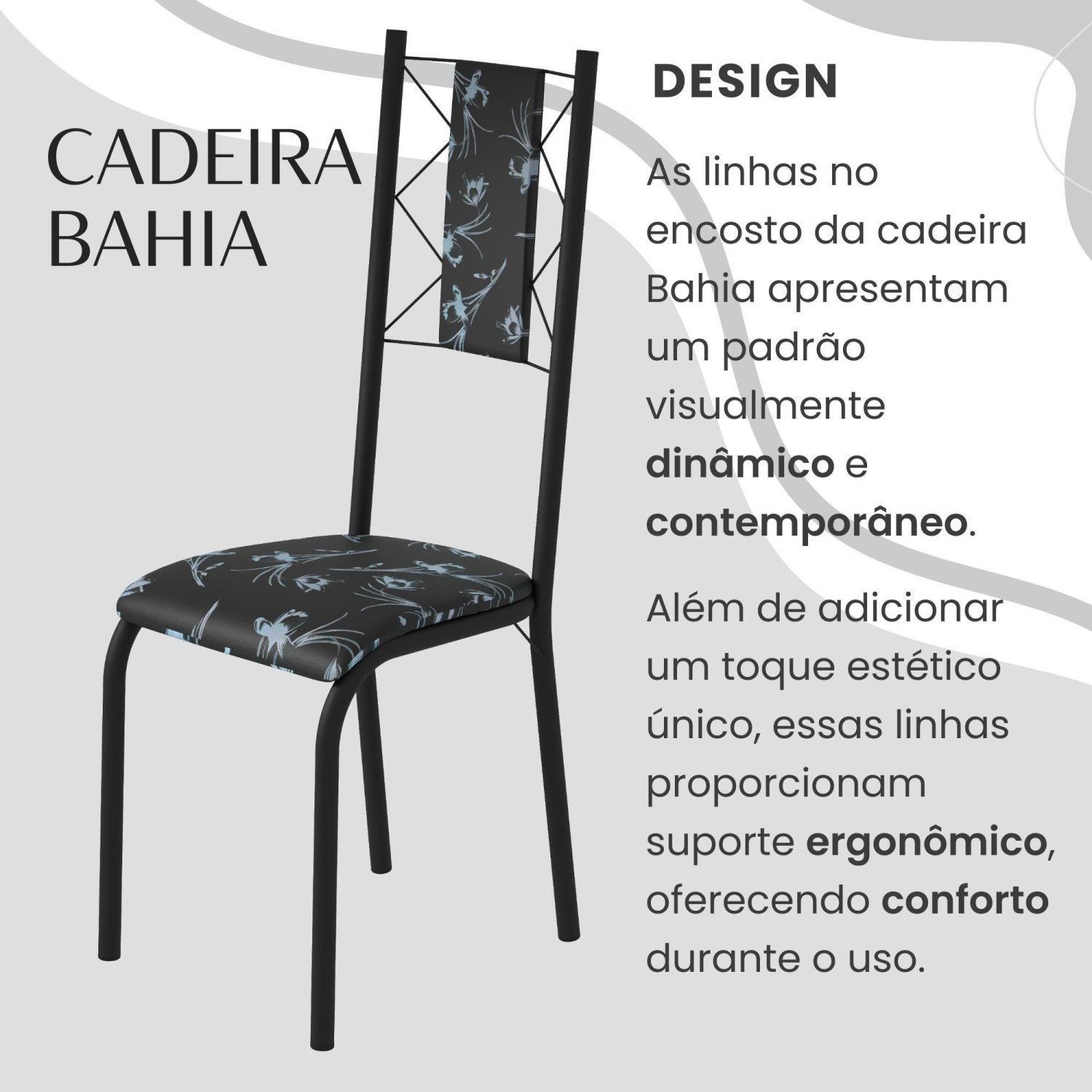 Conjunto Sala de Jantar Bahia Mesa Tubo 120x75cm Tampo Pedra Granito Topázio com 4 Cadeiras - 5
