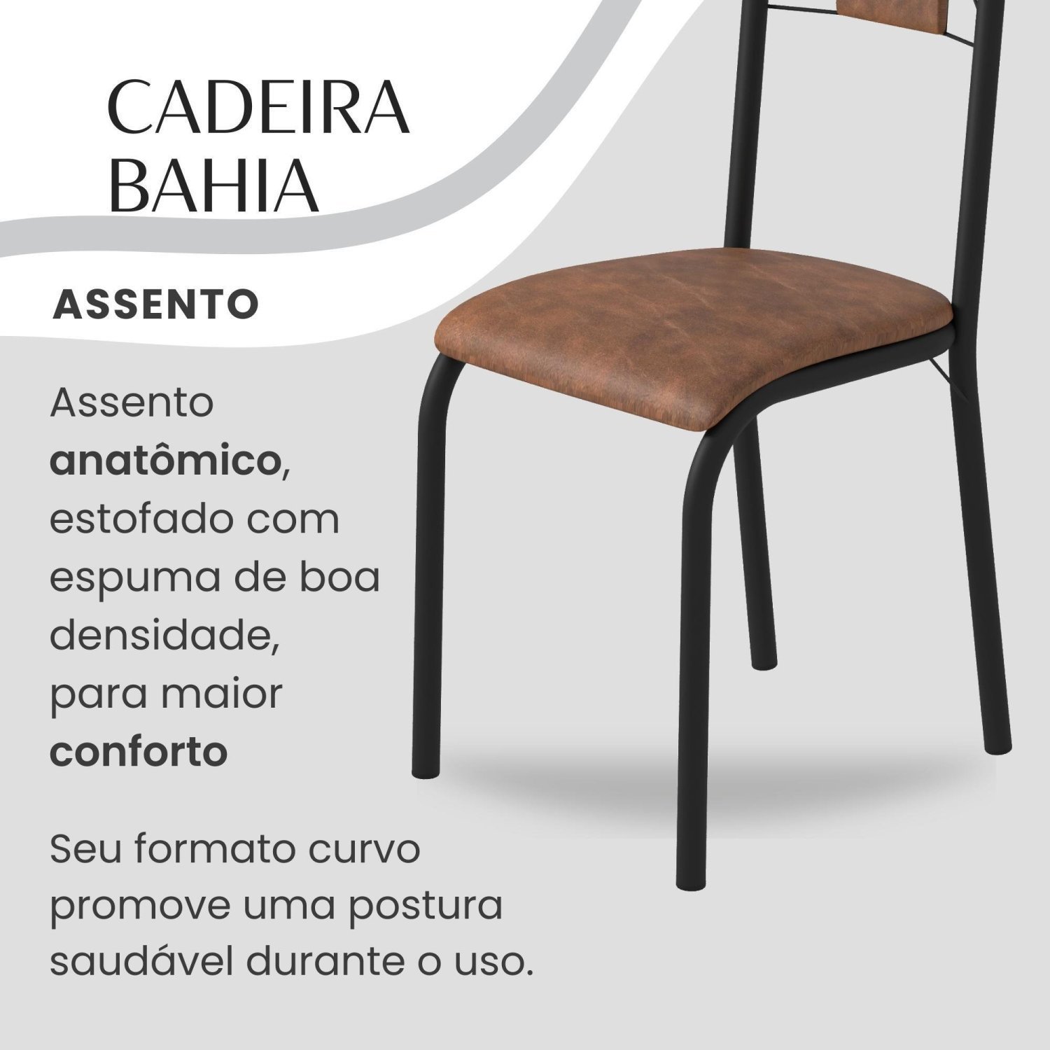 Conjunto Sala de Jantar Bahia Mesa Tubo 120x75cm Tampo Pedra Granito Topázio com 4 Cadeiras - 8