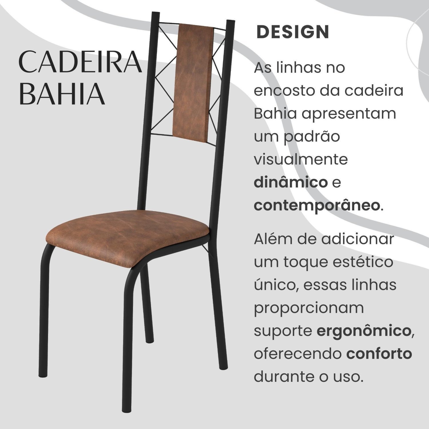 Conjunto Sala de Jantar Bahia Mesa Tubo 120x75cm Tampo Pedra Granito Topázio com 4 Cadeiras - 5