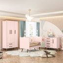 Ver imagem 6 de Jogo Quarto Infantil Q Encanto Retrô 3 Peças Berço Cômoda Guarda Roupa Qmovi