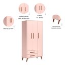 Ver mais imagens de Jogo Quarto Infantil Q Encanto Retrô 3 Peças Berço Cômoda Guarda Roupa Qmovi