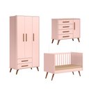 Ver imagem 7 de Jogo Quarto Infantil Q Encanto Retrô 3 Peças Berço Cômoda Guarda Roupa Qmovi