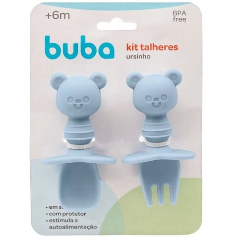 Kit Talheres Infantil Ursinho de Silicone Buba