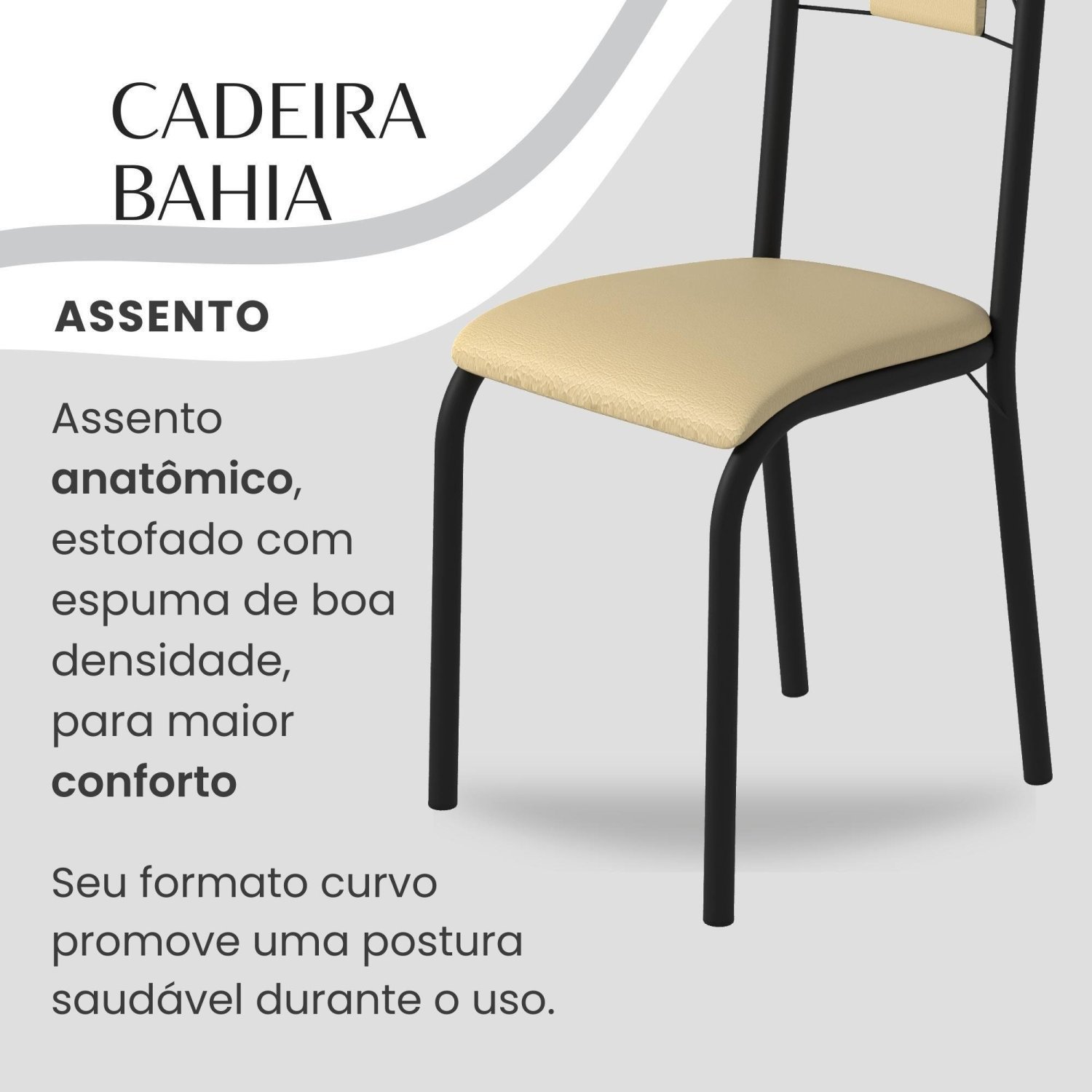 Conjunto Sala de Jantar Bahia Mesa Tubo 120x75cm Tampo Pedra Granito Topázio com 4 Cadeiras - 8