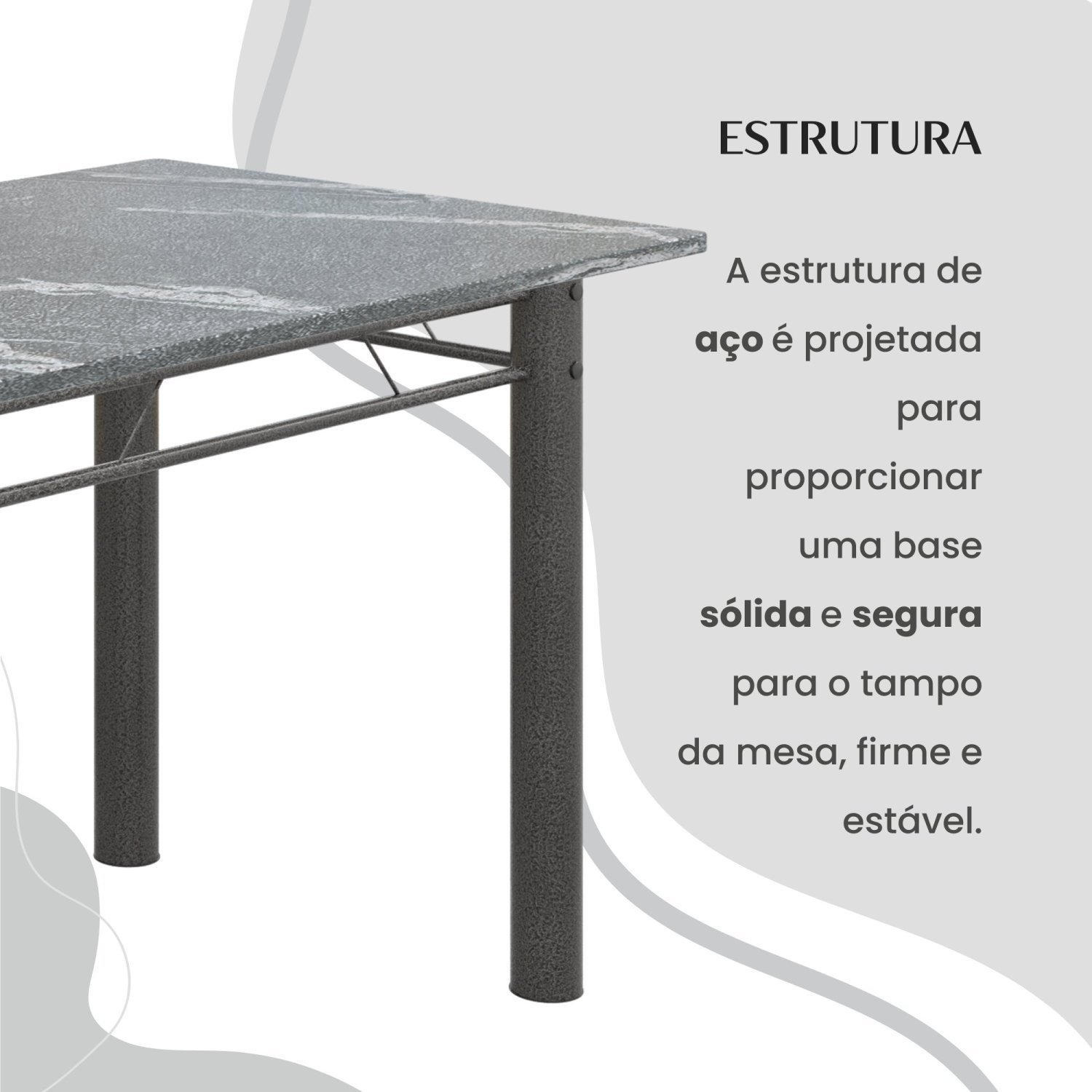 Conjunto Sala de Jantar Bahia Mesa Tubo 120x75cm Tampo Pedra Granito Topázio com 4 Cadeiras - 9