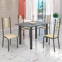 Ver imagem 1 de Conjunto Sala de Jantar Bahia Mesa Tubo 120x75cm Tampo Pedra Granito Topázio com 4 Cadeiras