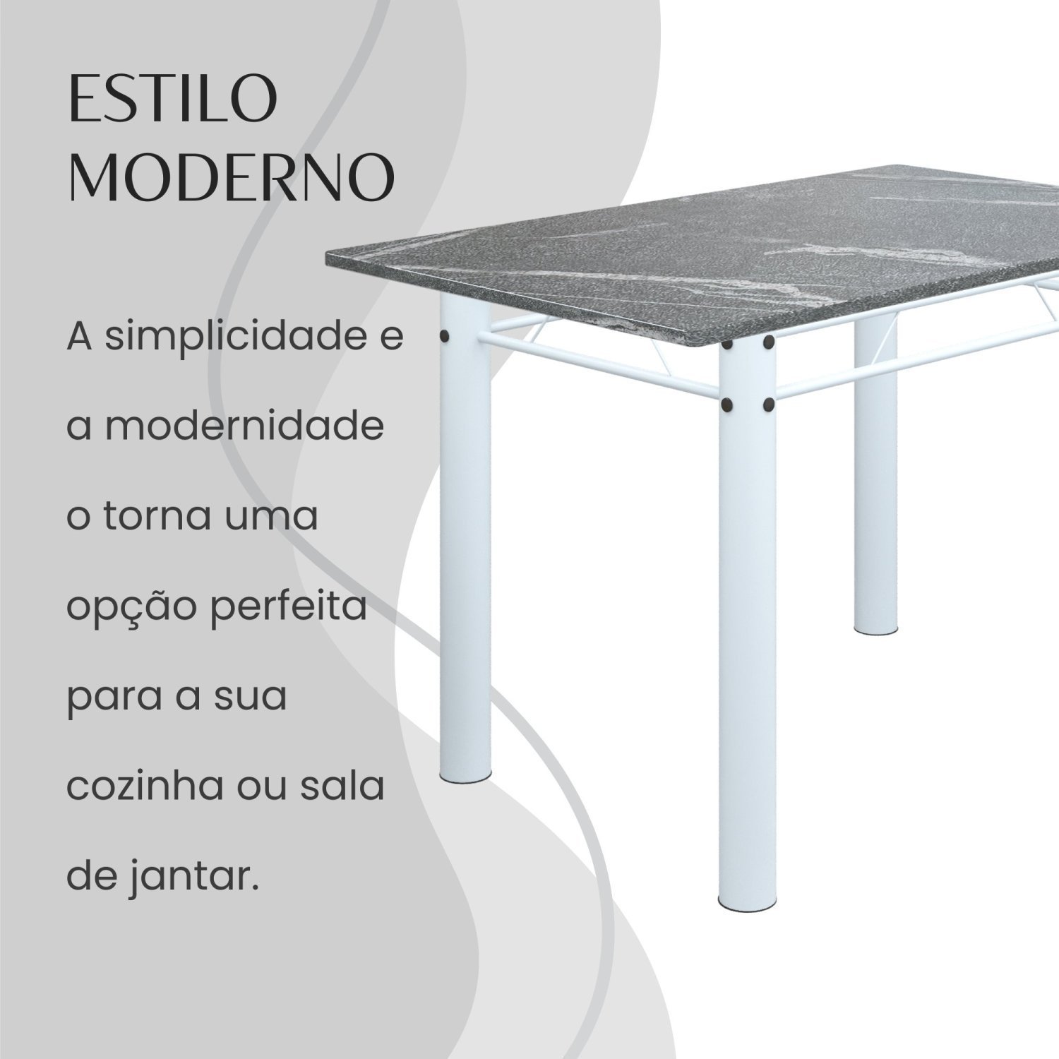 Conjunto Sala de Jantar Bahia Mesa Tubo 120x75cm Tampo Pedra Granito Topázio com 4 Cadeiras - 7