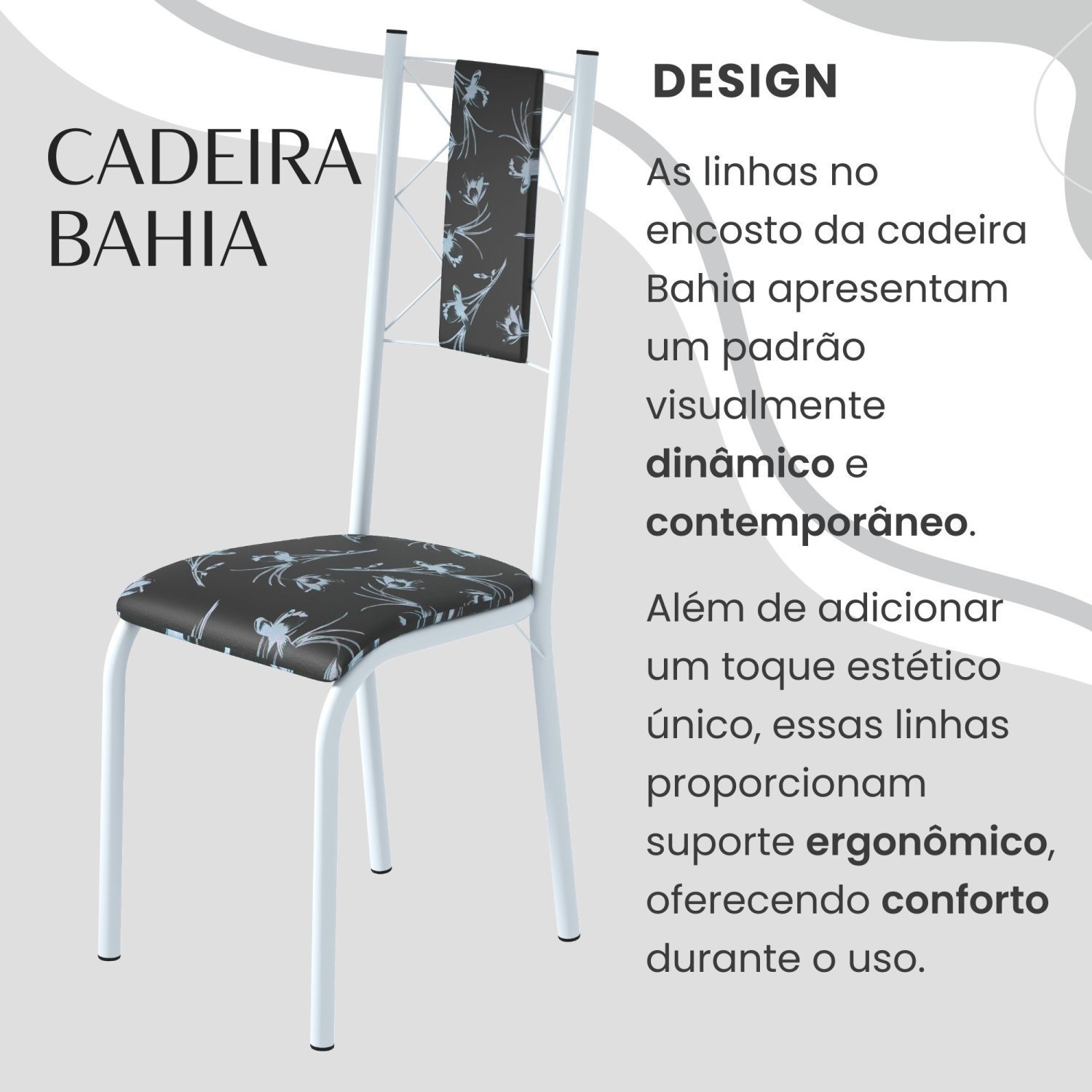 Conjunto Sala de Jantar Bahia Mesa Tubo 120x75cm Tampo Pedra Granito Topázio com 4 Cadeiras - 5