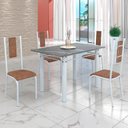 Ver imagem 1 de Conjunto Sala de Jantar Bahia Mesa Tubo 120x75cm Tampo Pedra Granito Topázio com 4 Cadeiras