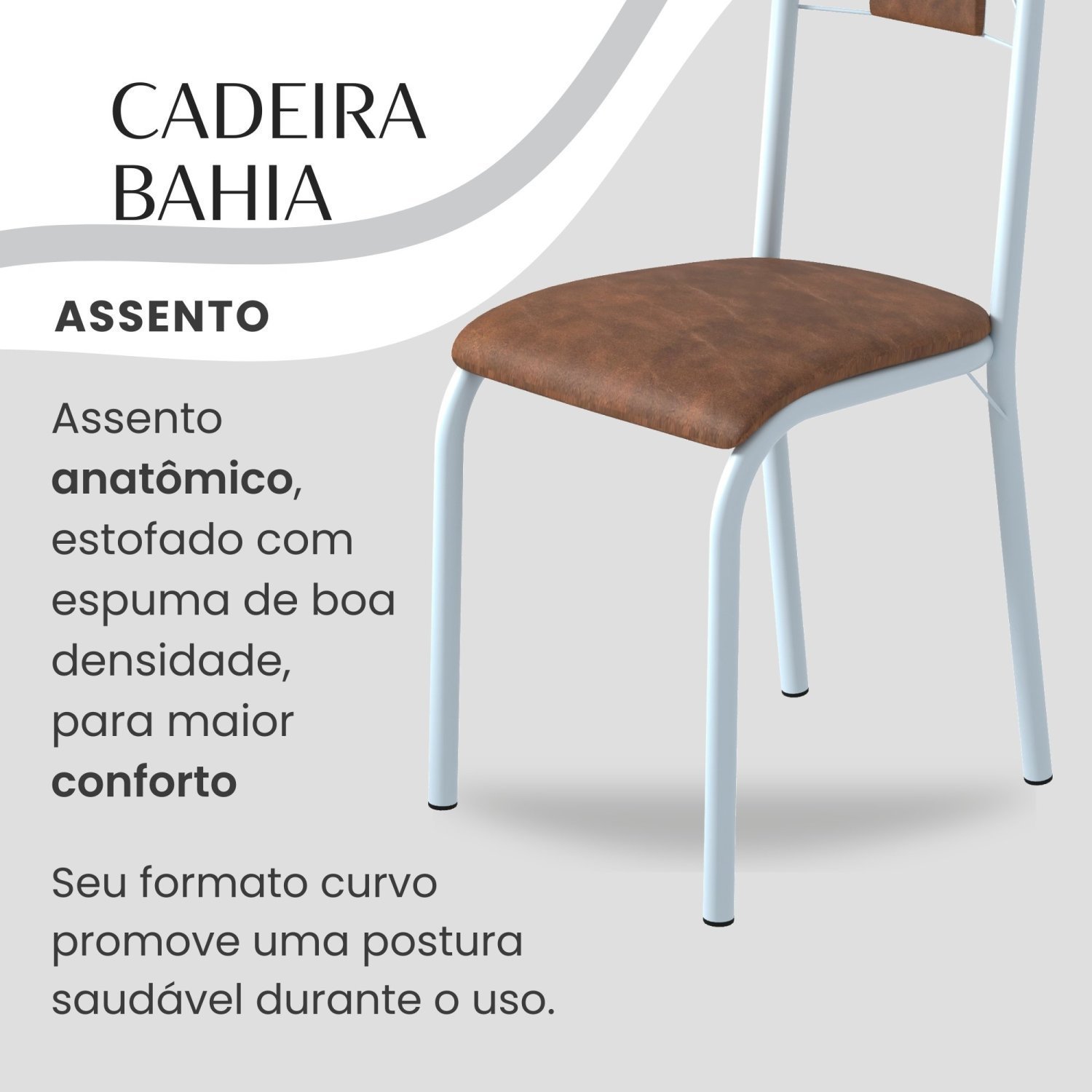 Conjunto Sala de Jantar Bahia Mesa Tubo 120x75cm Tampo Pedra Granito Topázio com 4 Cadeiras - 8