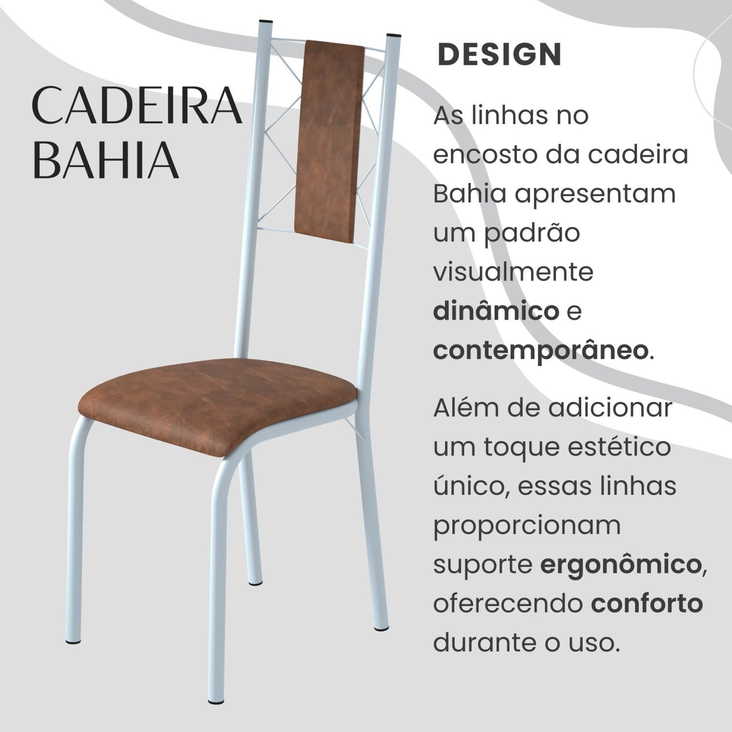 Conjunto Sala de Jantar Bahia Mesa Tubo 120x75cm Tampo Pedra Granito Topázio com 4 Cadeiras - 5