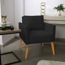 Ver imagem 2 de Kit 2 Poltronas Aline Veludo Preto Pés Palito Castanho - D’Rossi