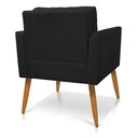 Ver imagem 5 de Kit 2 Poltronas Aline Veludo Preto Pés Palito Castanho - D’Rossi