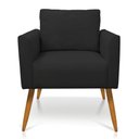 Ver imagem 3 de Kit 2 Poltronas Aline Veludo Preto Pés Palito Castanho - D’Rossi