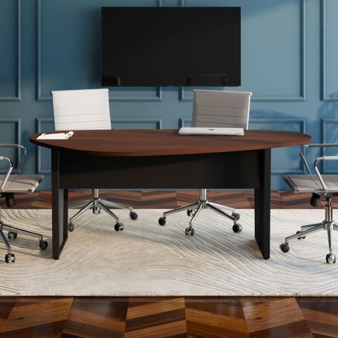 Mesa para Reunião Formato Orgânico MDP 183cm Louro Preto com Preto F5 Office