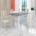 Ver imagem 1 de Conjunto Sala de Jantar Bahia Mesa Tubo 120x75cm Tampo Pedra Granito Topázio com 4 Cadeiras